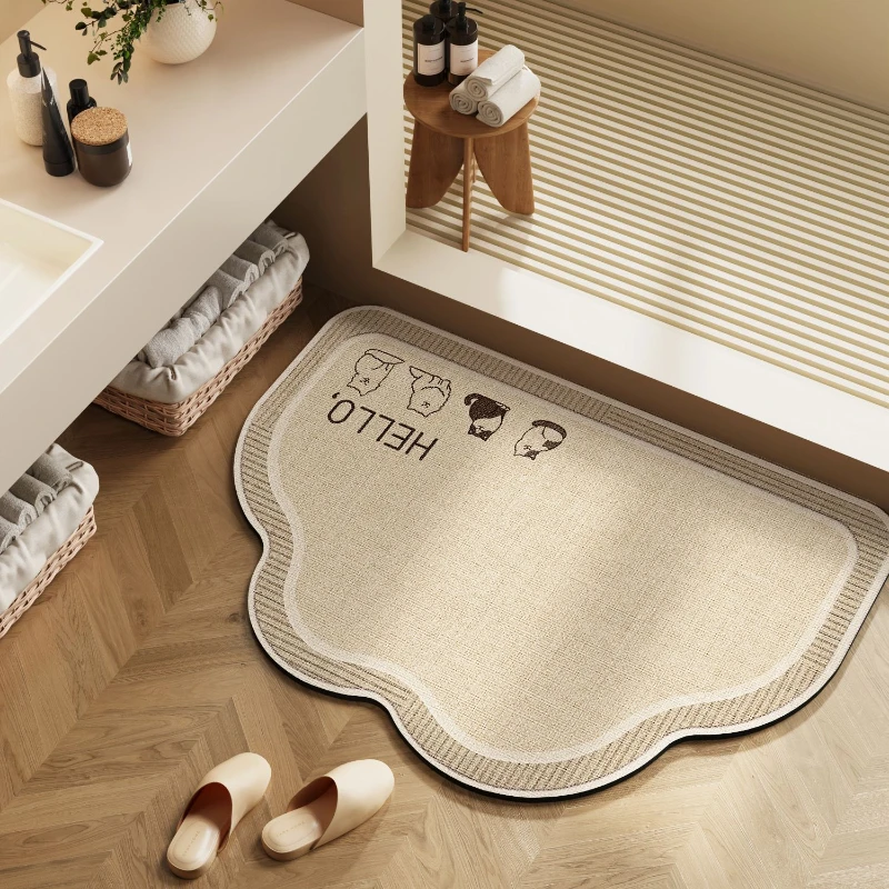 VIKAMA Cartoon Opposite Sex Bathroom Floor Mat, Super Absorbent Anti Slip Quick Drying Bath Mat Home Decoration Foot Mat