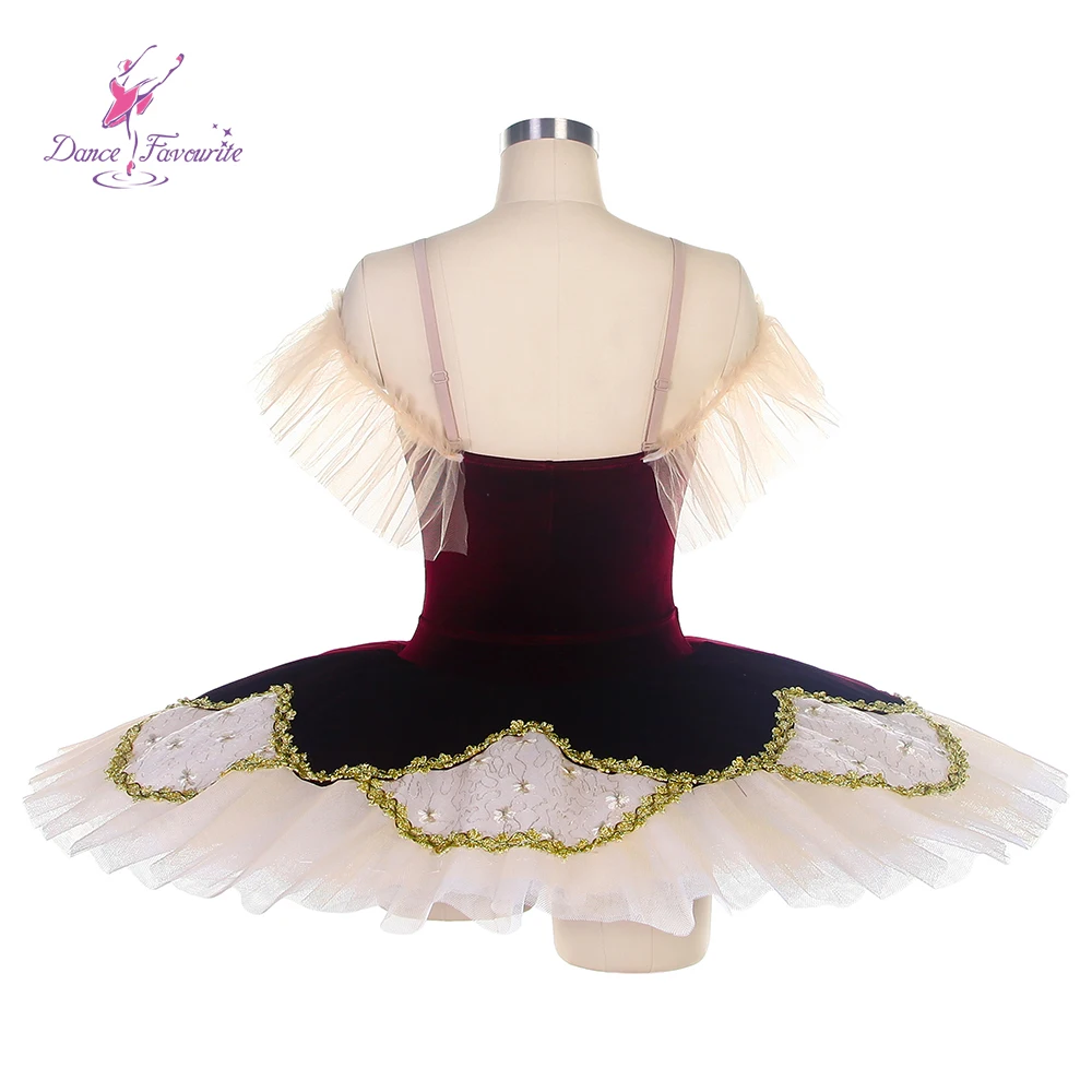 BLL133 Pre-professional Costumes  Velvet Bodice With Gold  Applique Ballerina Tutu Ballet Costumes