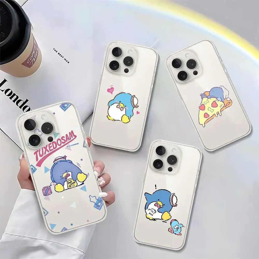 Niedliche T-Smoking-Sam Handyhülle, luxuriöse, weiche, transparente Hülle für iPhone 17, 16, 15, 14, 13, 12, 11, Pro Max, Mini-Stoßstangen-Abdeckung