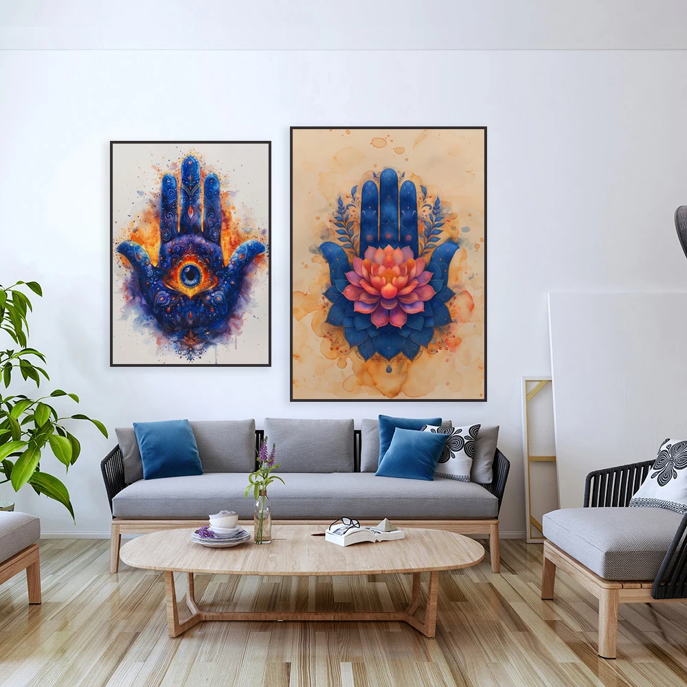 

Evil eye poster, house protection, hamsa hand, good luck, protection painting, wall art, home decoration, new home gift idea