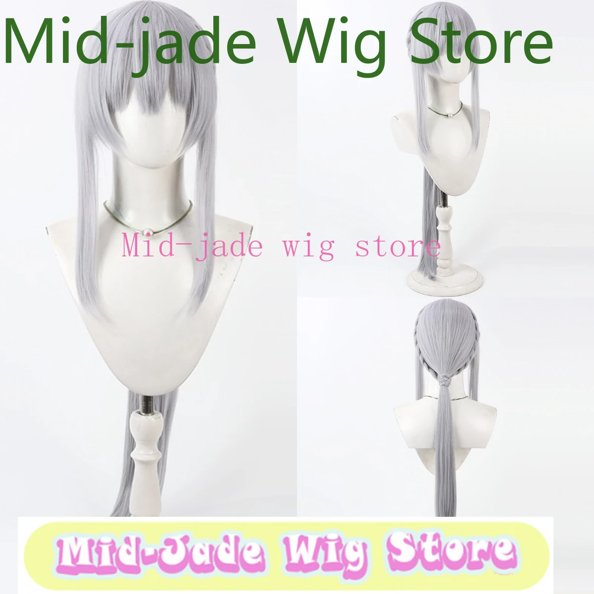 

Парик Саки Кашиваги Ongeki для косплея, светло-голубой, длинные плетеные косички, синтетические волосы, термостойкие парики из волокна для косплея персонажей игр SEGA