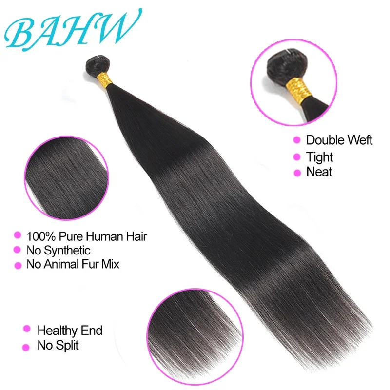 BAHW Malaysia Hair Straight Human Hair Bundles Deal 100% Raw Hair Weave Bundles 8-30 Inch Natural Color Virgin Hair For Women