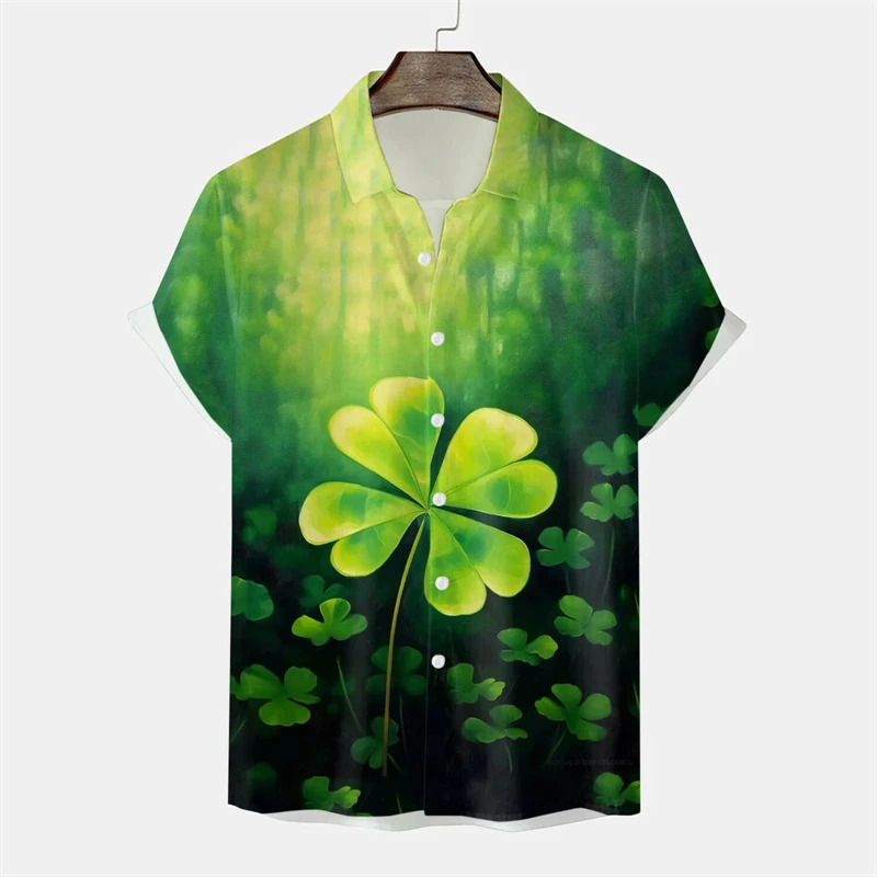 

St. Patrick's Day Hawaiian Printing Short Sleeve Shirt Party 3d Print Hawaiian Shirt Unisex Oversized Blouse Lapel Shirts 2026
