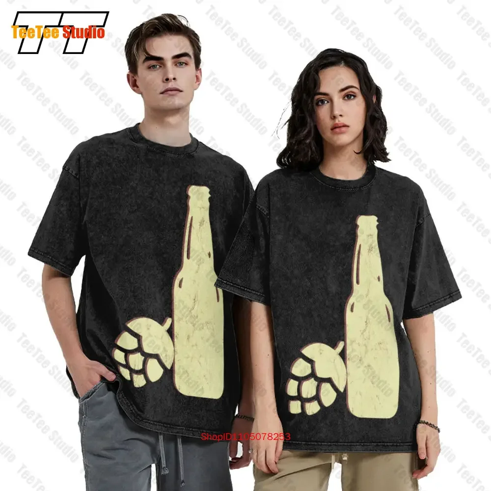 Crossed Beer And Hops Logo Home Brewer Brew Master Vintage Oversized T-Shirt 6KRH