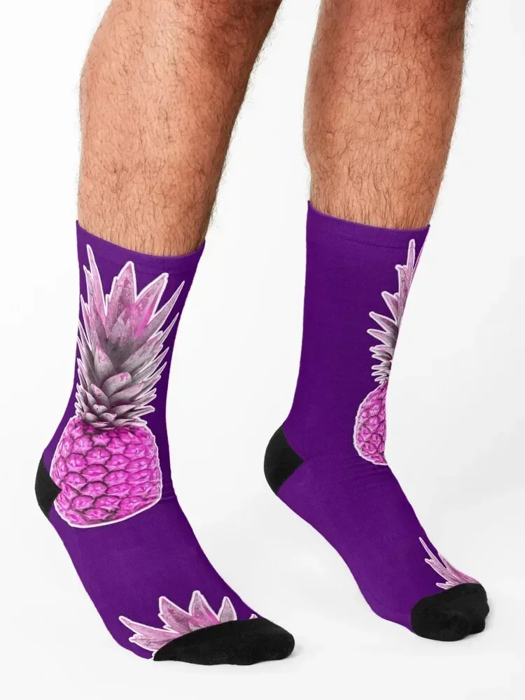 Pink Pineapple Design - Fineapple for Summer fruits lover - best gift for vegans Socks summer Men's Socks Women's Men's