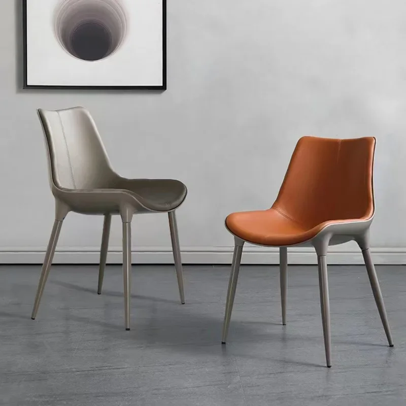 Plastic half-pack PU leather dining chair, coffee shop soft-pack dining chair, hotel leisure negotiation chair 5