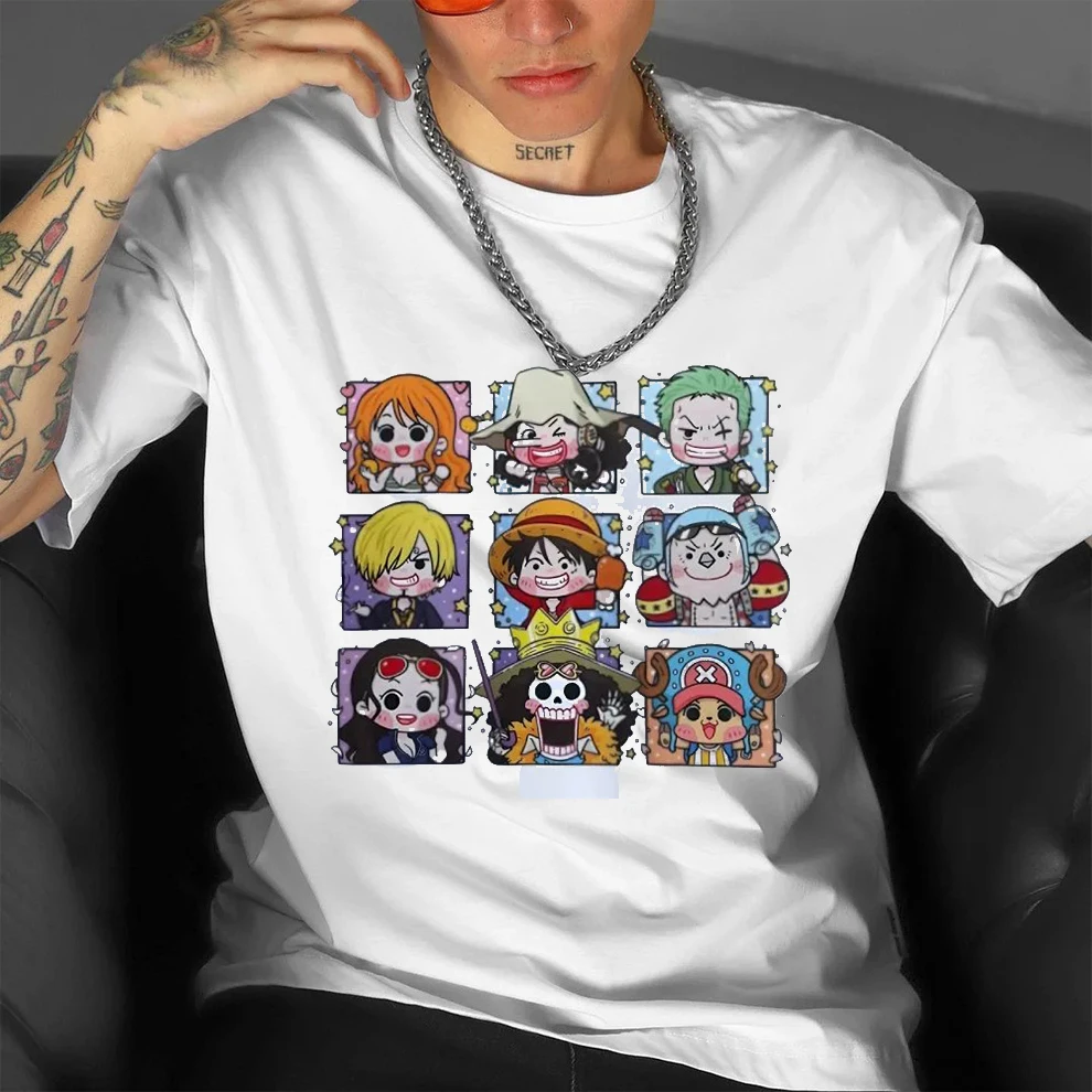 2026 Summer One Piece Retro Cosplay T-shirt Men's Oversize Casual Cotton Printed Short-sleeved Unisex Children's Sports Shirt