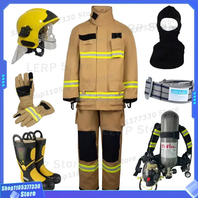 EN469 NOMEX IIIA Firefighter Suit Aramid 3M Reflective Tape Fire Fighting Uniform Protective Clothing OEM Factory Direct