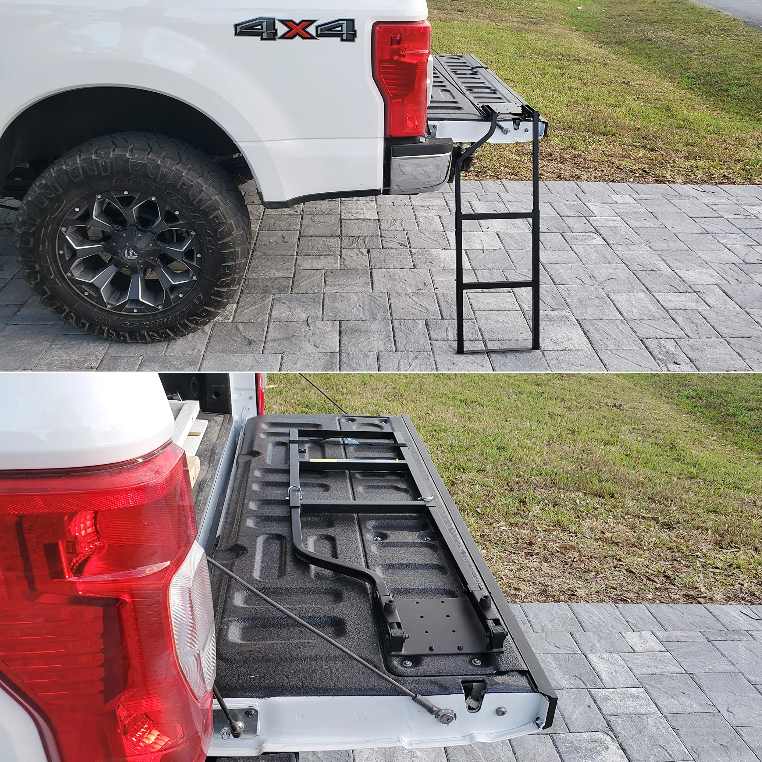 42 Inch Pickup Truck Tailgate Ladder Universal Pickup Truck\'s Bed Ladder Foldable Durable Aluminum Step Grip Plates