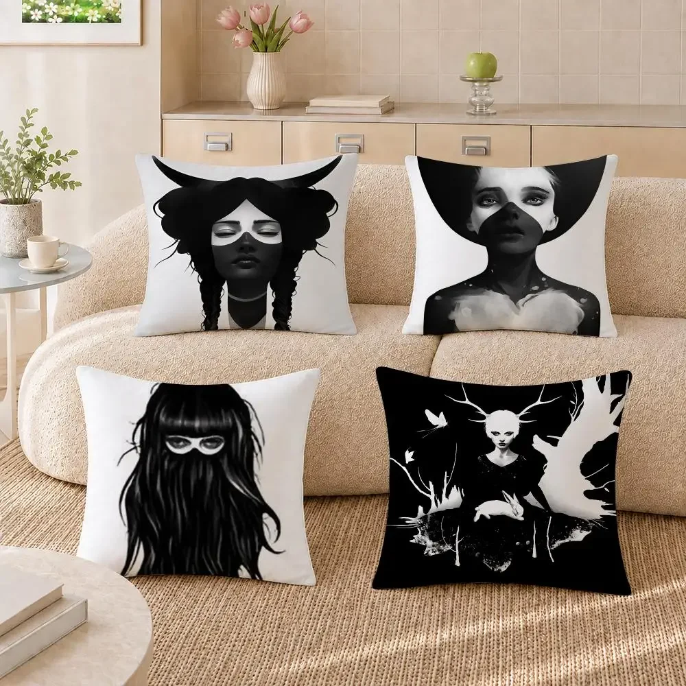 New Black White Style Wonder Girl Cushion Cover Pillowcase Sofa Living Room Home Gift Office Decor Protective Covers