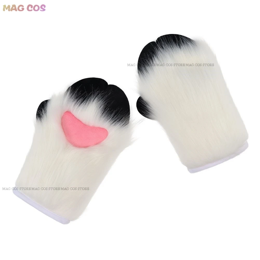 Fursuit Cosplay Paw Gloves Kigurumi Accessories Furry Kig Cosplay Sheep Trotters Handwear Cute Fluffy Animal Party Wearable