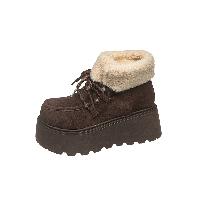 Winter Chunky Platform Women Fur Snow Boots Keep Warm Thick Sole Warm Cotton Short Booties Shoes Zapatos Mujer image 6