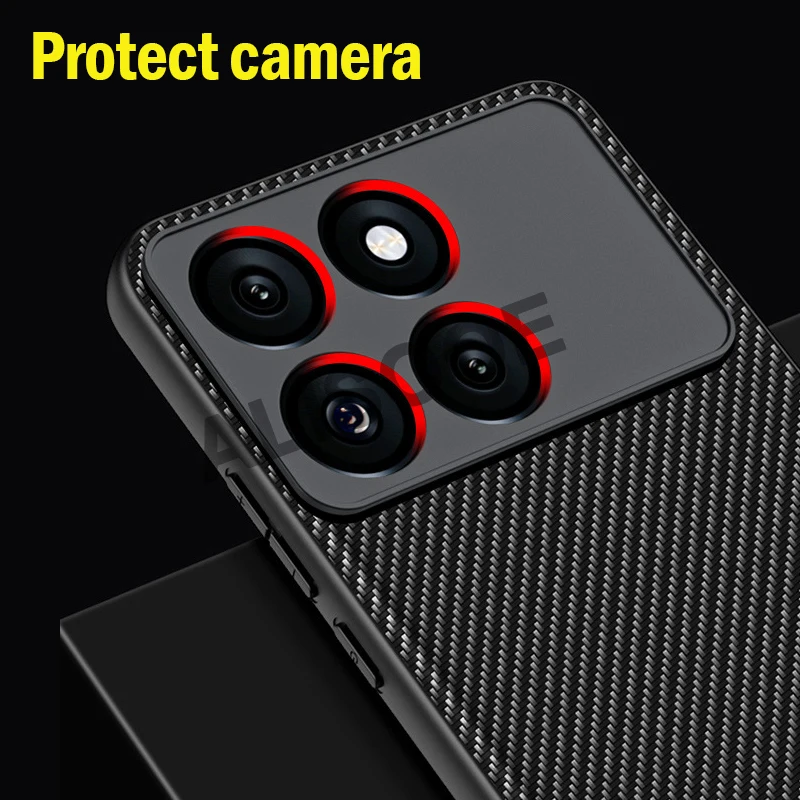 Funda for POCO F6 Pro 5G Case Luxury Carbon Fiber Texture PU-Leather Protection Cover for Xiaomi POCO F6 Capa