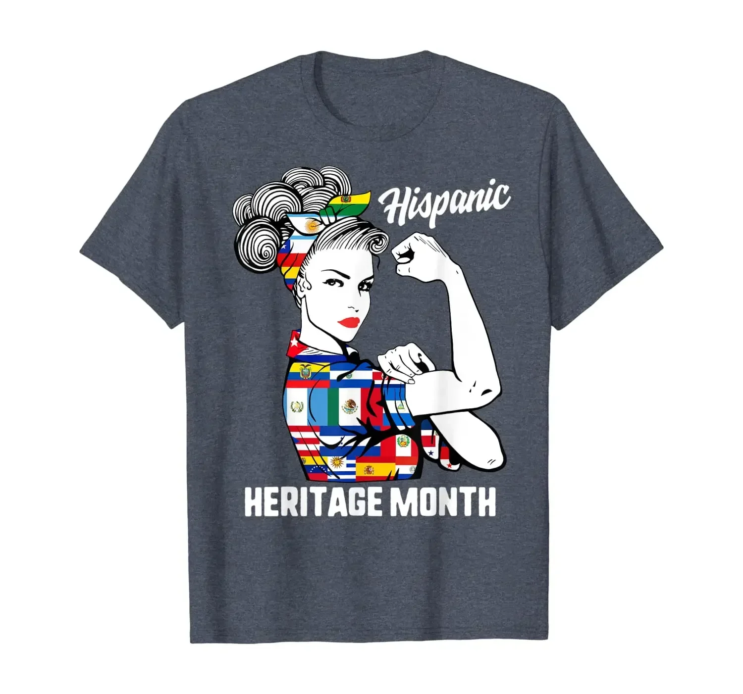 Interesting Hispanic Heritage Month Latino Countries Flag T-Shirt 100% Cotton O-Neck Short Sleeve Casual Mens T-shirt Size S-3XL
