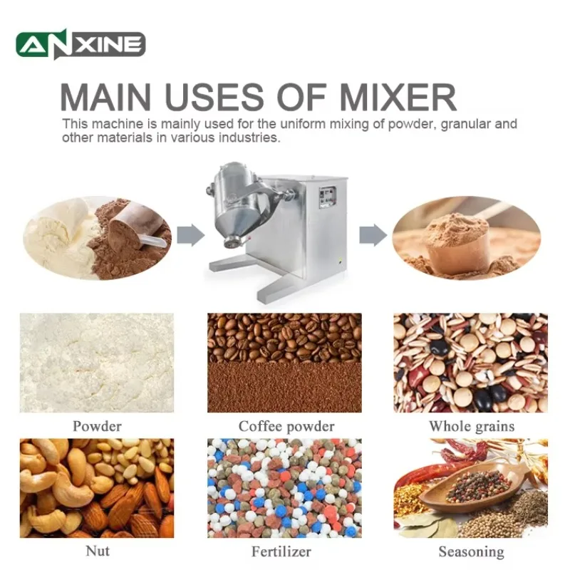 Automatic 3D Rotating Drum Blender Pellets Powder Granule Three-dimensional Mixer Machine