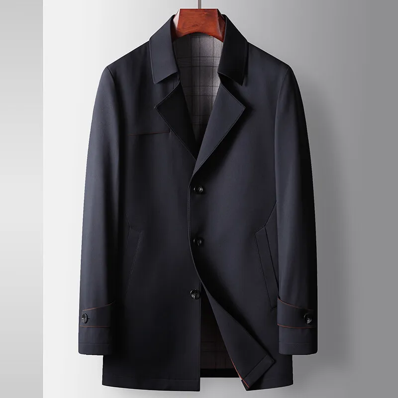

2025 Spring and Autumn New Men's Hooded Business Casual Windbreaker Coat Anti Wrinkle and Non Ironing British Windbreaker