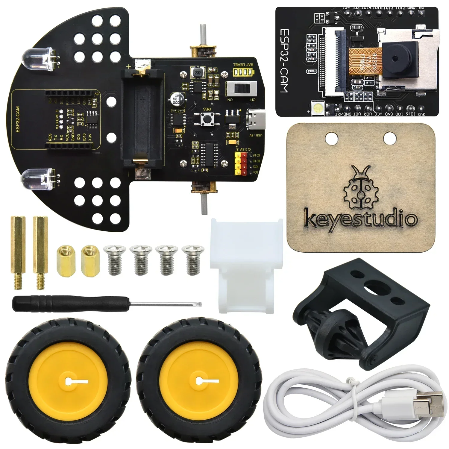 Keyestudio Vision Smart Car With Camera For Arduino ESP32-CAM Video Robot Car Based On ESP32-CAM Module And Wi-Fi Module DIY Kit