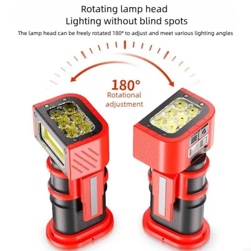 Professional Rotating Work Light Waterproof Inspection Lamp Pocket Led Flashlight Waterproof Outdoor Torch With Tail Hook B03E