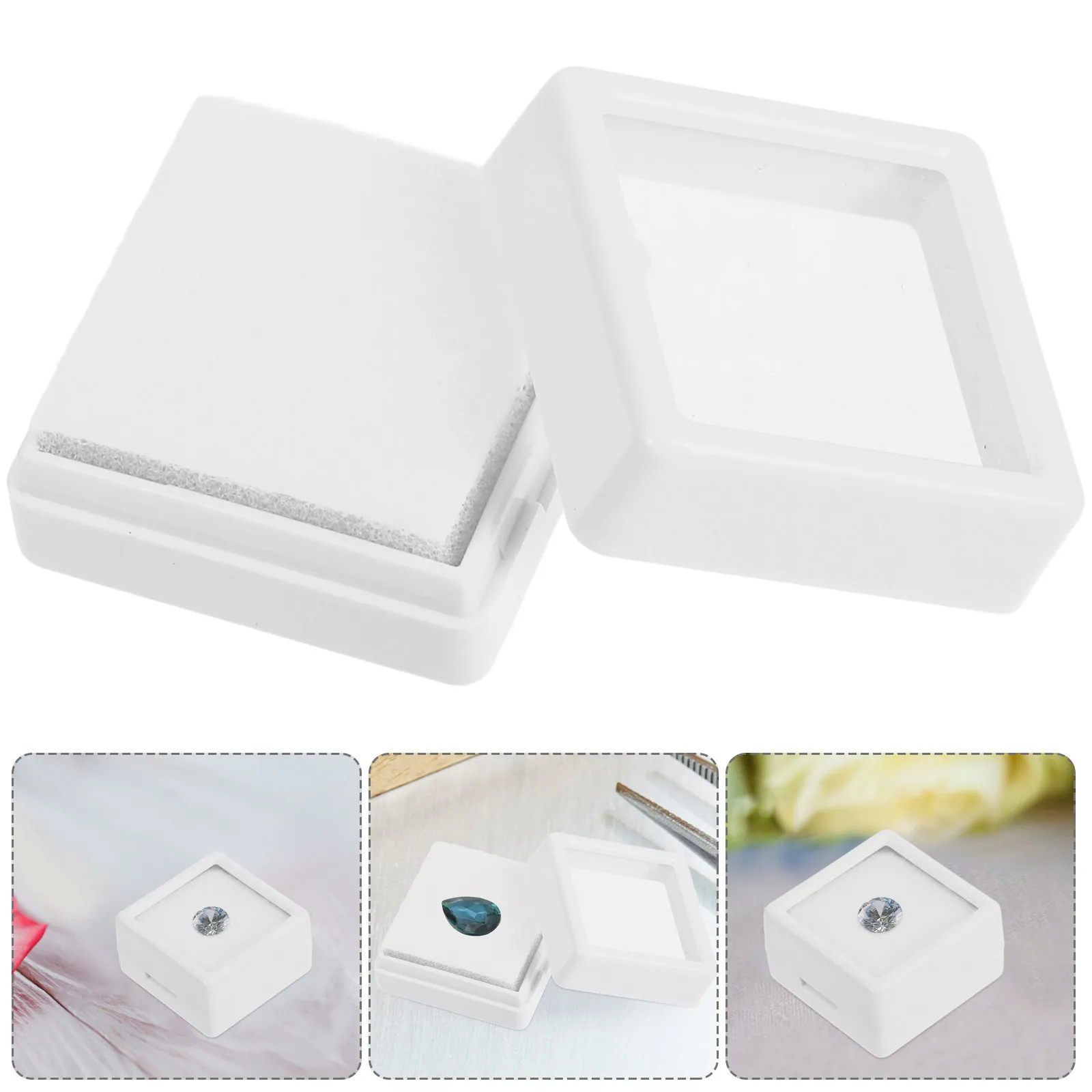 

Набор из 12 прозрачных шкатулок для украшений с прозрачной крышкой, маленькие квадратные органайзеры для демонстрации драгоценных камней, колец, монет, бусин