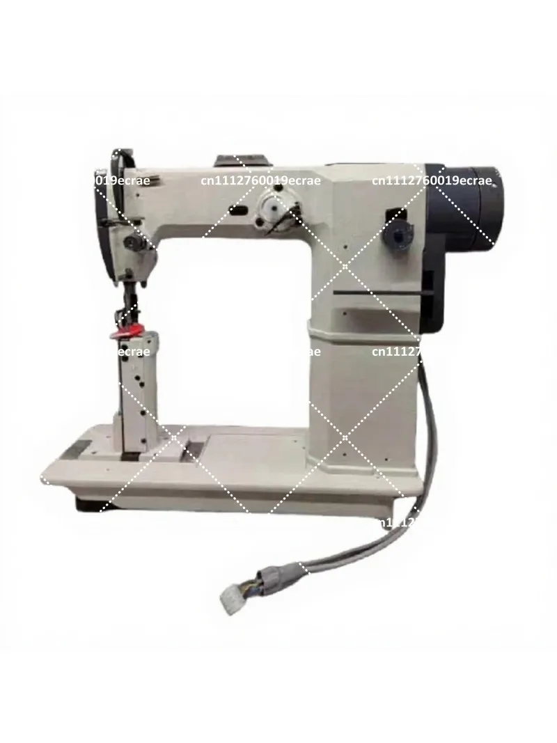 Heavy Duty Direct Drive Sewing Machine for Shoes and Leather, Post Bed with Manual Feed Mechanism and Motor Components