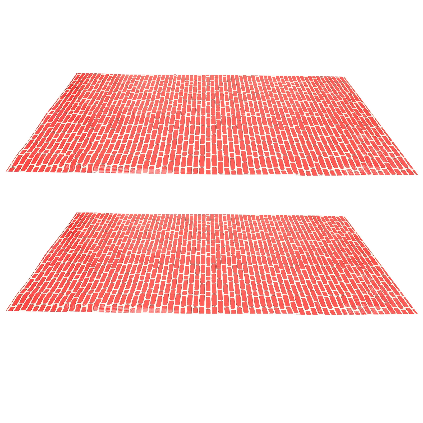 

2pcs Christmas Tablecloth Brick Wall Design Waterproof Fitted Picnic Table Cover For Holiday Party Family Gathering Outdoor