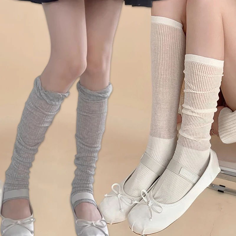 1/2pairs JK Sweet Women Socks Spring Summer Japanese Girls Knitted Black White Ins Fashion Thin Transparent Loose Calf Socks