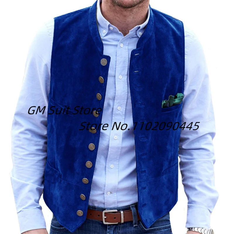 Men Vest Suede Leather Formal Sleeveless Jackets Weste Herren For Groosmen Wedding Waistcoat