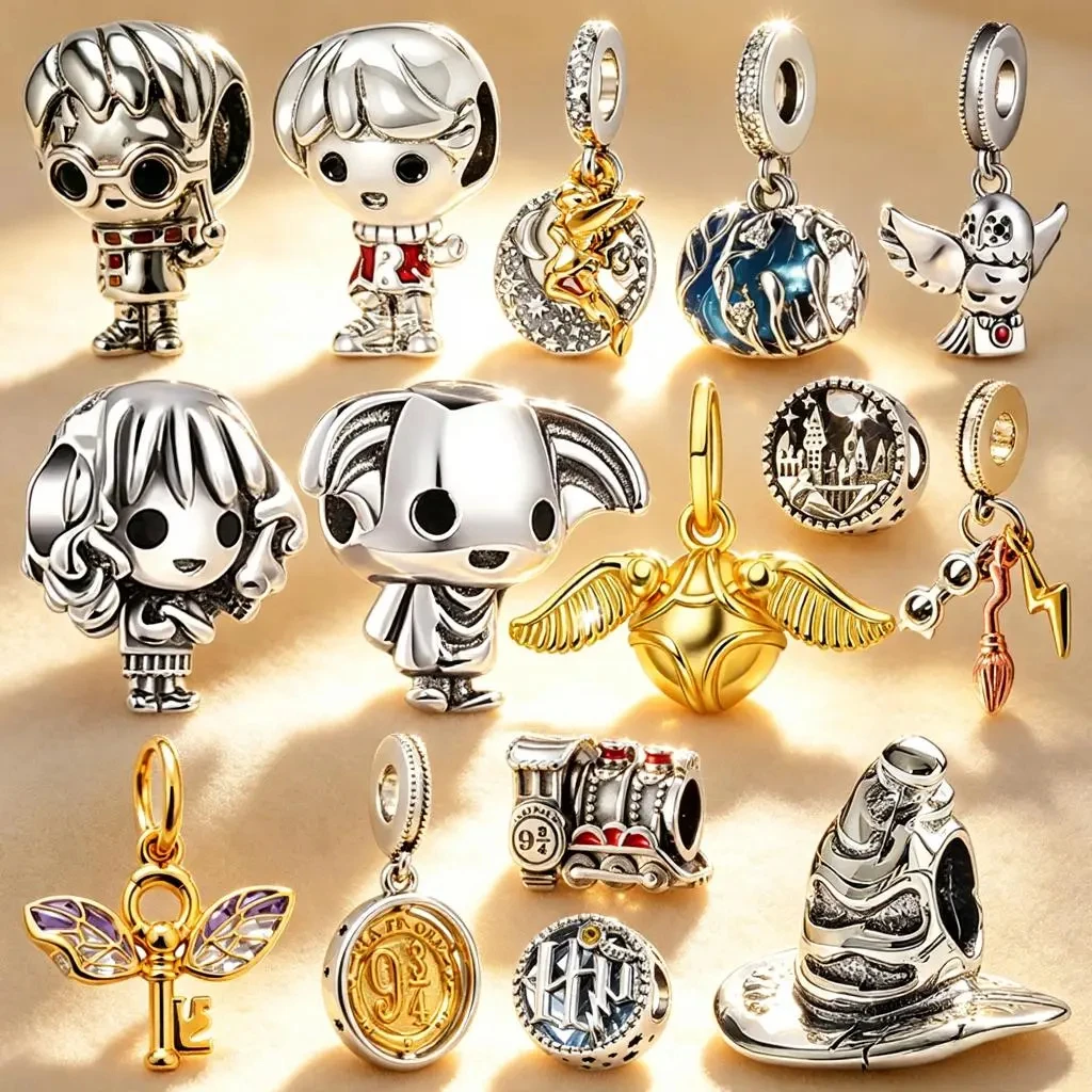 Vente flash - Charmes Harry Potter, perles de l'Académie de magie, bijoux DIY pour femmes, cadeaux, compatibles avec les bracelets en argent 925 originaux