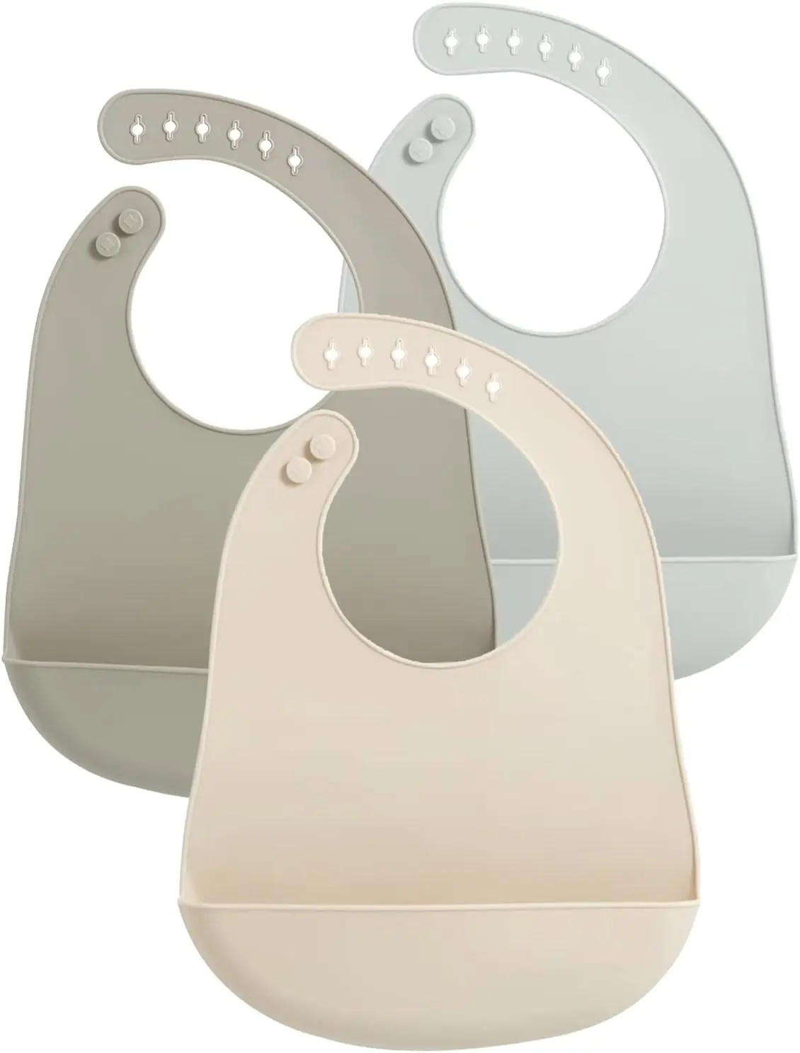 

3 Pack Waterproof Silicone Baby Bibs| Super Thin Light Weight Feeding Bib with Food Catcher Pocket for Toddler