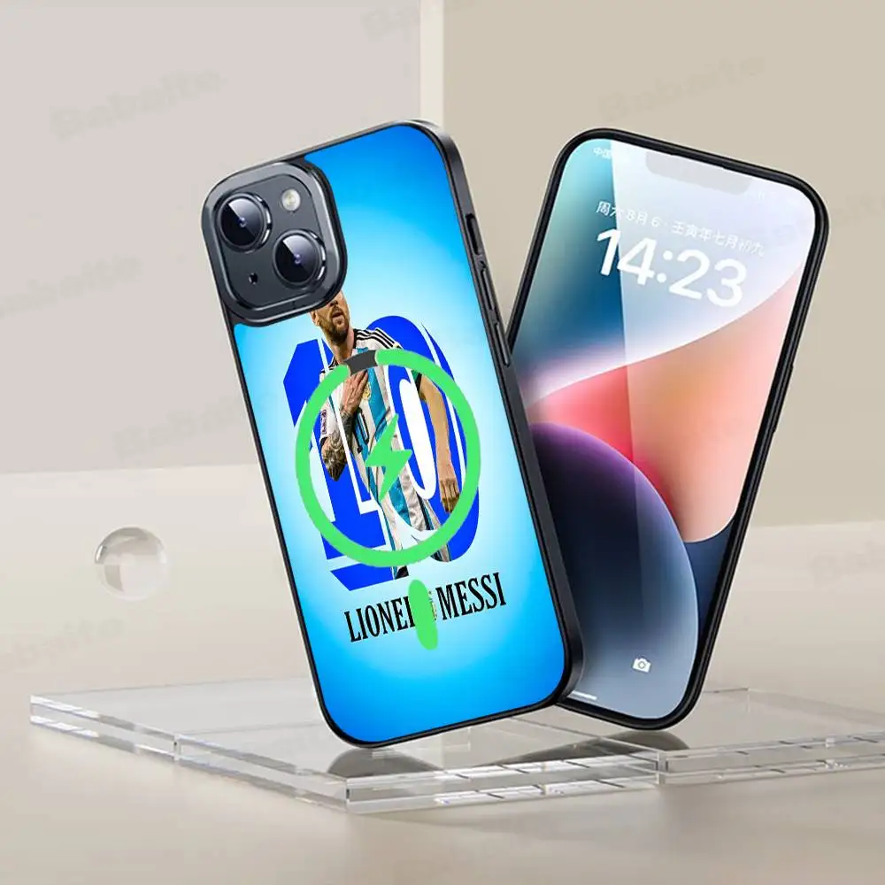 Нет. Чехол для телефона M-Messi Football Superstar Design, чехол для телефона для iPhone Pro Max, магнитный чехол для беспроводной зарядки Magsafe