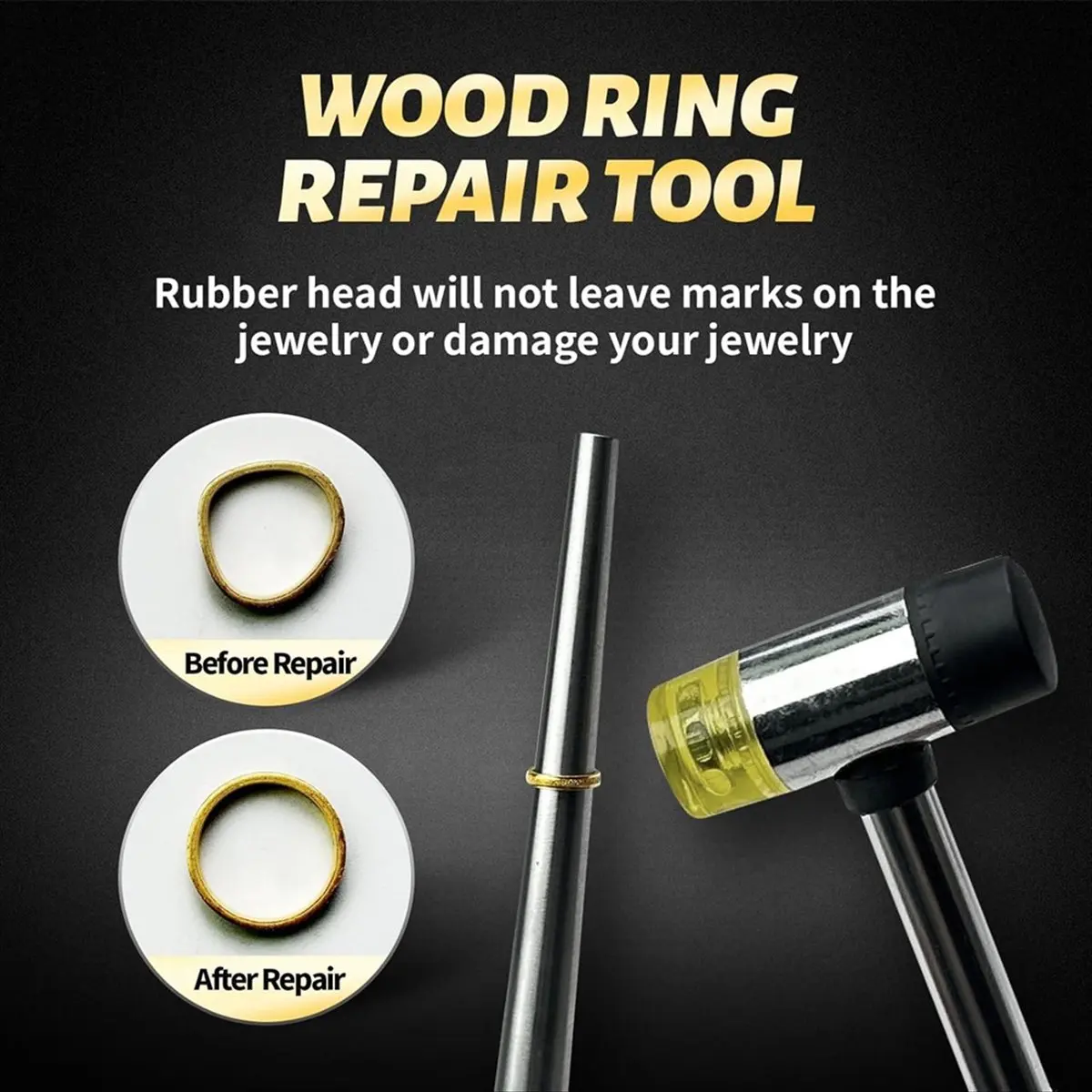 Ring Sizer Mandrel Measuring Tool, Jewelry Rubber Mallet Hammer, Wire Wrap Rings Tools, Metal Finger Size Stick [2026 MOCC]