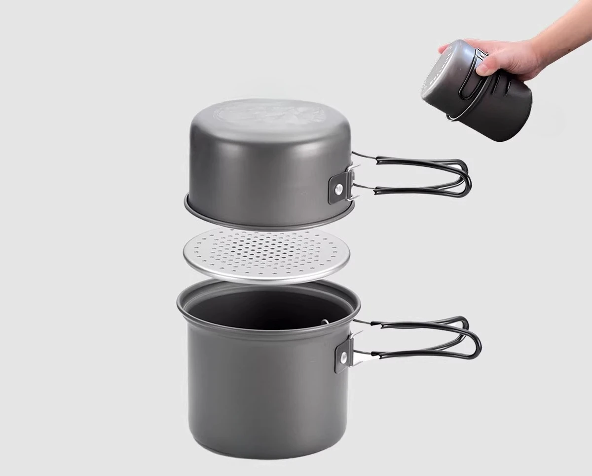 

Outdoor pot cover pot lightweight single folding portable outdoor tableware