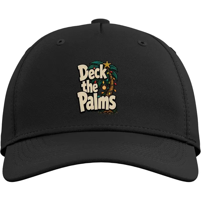 Tropical Christmas Palm Tree Deck the Palms Florida Xmas Adjustable Baseball Hat