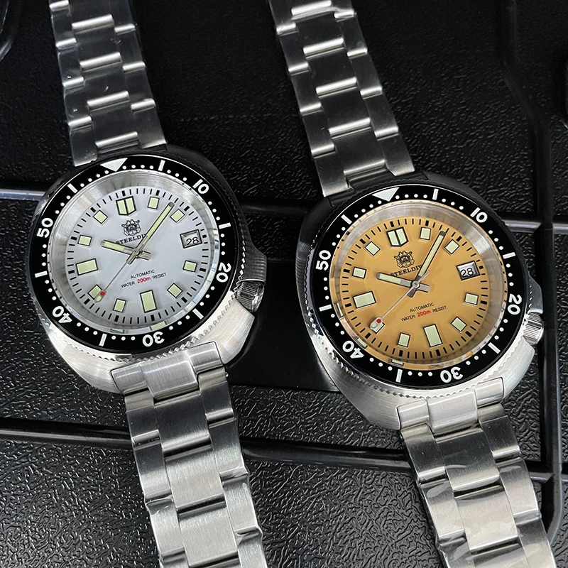 STEELDIVE Men Diverนาฬิกาเต่าอัตโนมัตินาฬิกานาฬิกาข้อมือ 20ATMกันน้ําC3 Luminous Sapphire NH35 เซรามิคBezel