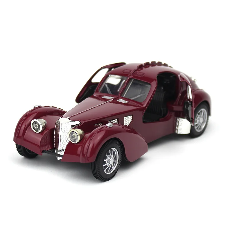 1:28 Fahrzeugmodell Super Classic Zurückziehen Spielzeugauto Pädagogische Sammlung Tür Offenes Automodell Geschenk Kinder Geschenkauto für Bugatti