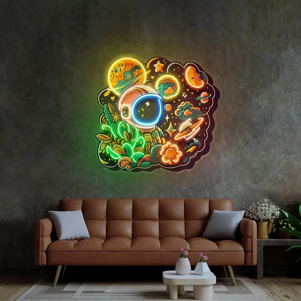 

Astronaut Plant Space Neon Sign for Wall Decor Led Light Room Decor Neon Light LED Sign for Fan Gift for Birthday Christmas Gift