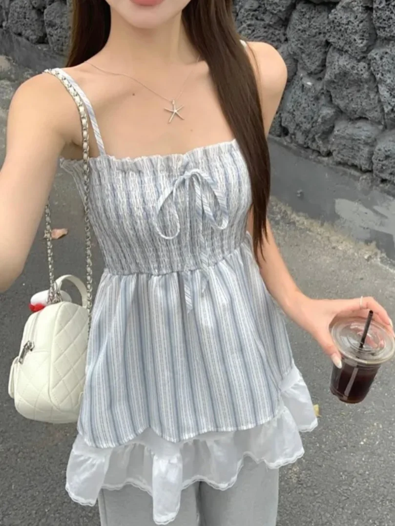 Koreanische Sle Abnehmen Sommer Fre Süße Anti-Aging frauen Lose Gestreiften Off-ulder Top Oberbekleidung mit Spitze Trim