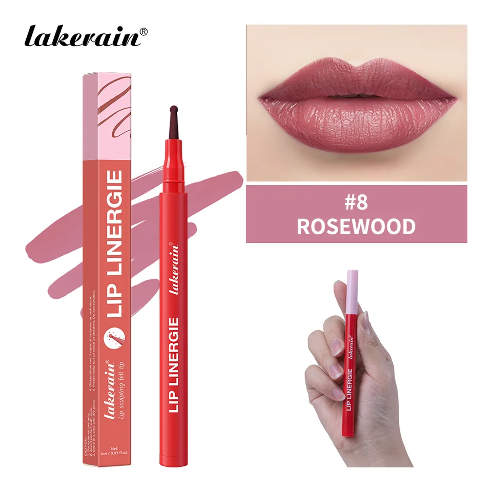 2-in-1 Lip Contour Lip Stain Pen Smudge-proof Non-stick Cup Moisturizing Lip Makeup Cosmetic Dual-Sided Tip Lip Stain & Liner, image 8