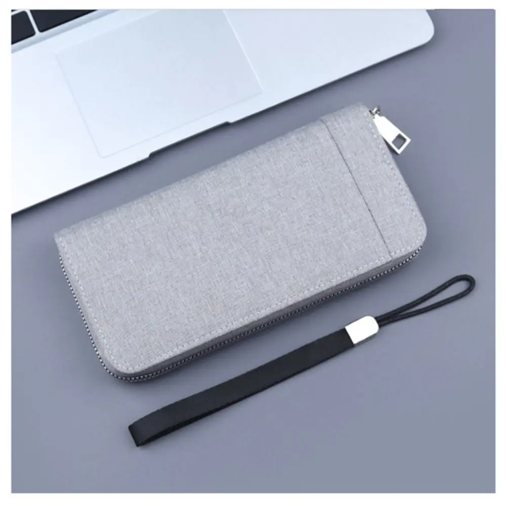 Fashion Canvas Men's Wallet Long Handbag Zipper Clutch Long Purse Large Capacity Cell Phone Bag Card Holder