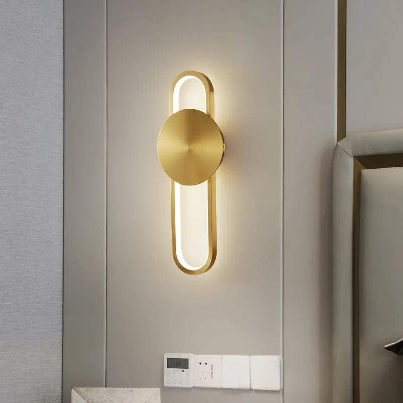 Modern Designer Wall Lamp Simplicity Luxury Metallic Luster Fixture Bedroom Bedside Parlor Sofa Background Wall Study LED Sconce