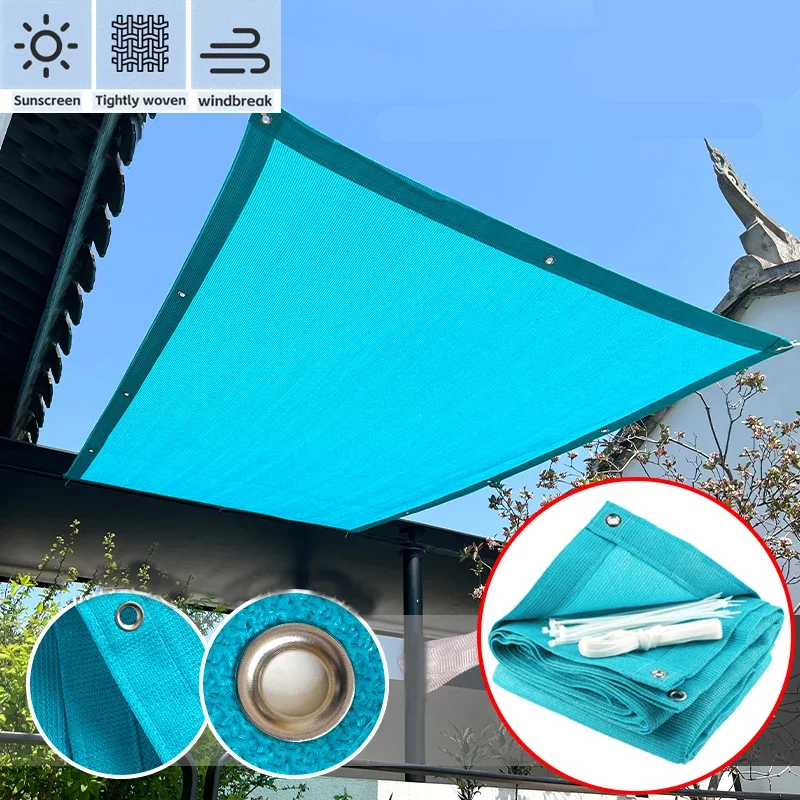 Thicken LakeBlue Sunshade Net Outdoor Patio Shading Sail Anti-UV Pergola Sun Canopy Balcony Privacy Fence Screen Car Shed Awning