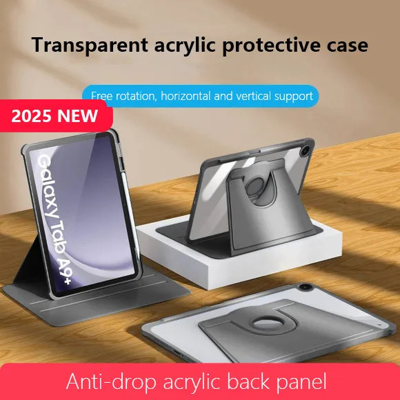 

360 ° Вращающийся акриловый чехол для Samsung Galaxy Tab A11 Plus 2025 A11 8.7 S11 S10 Lite S10FE 10.9 A9 Plus S9 S8 S7 с слотом для ручки