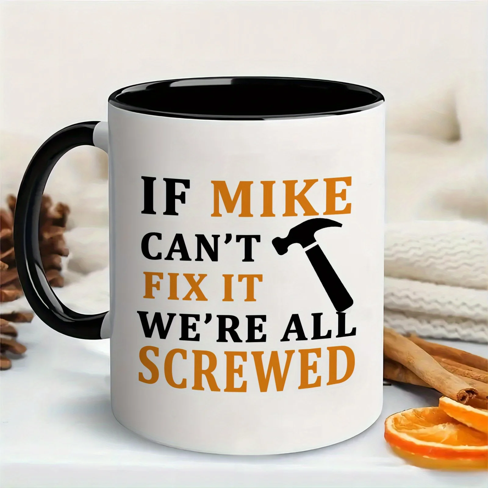 

1pc, Humorous Mug, 11oz Ceramic Coffee Mug - Reusable, Recyclable, Perfect Summer Winter Drinkware Gift, Safe & Comfortable Grip