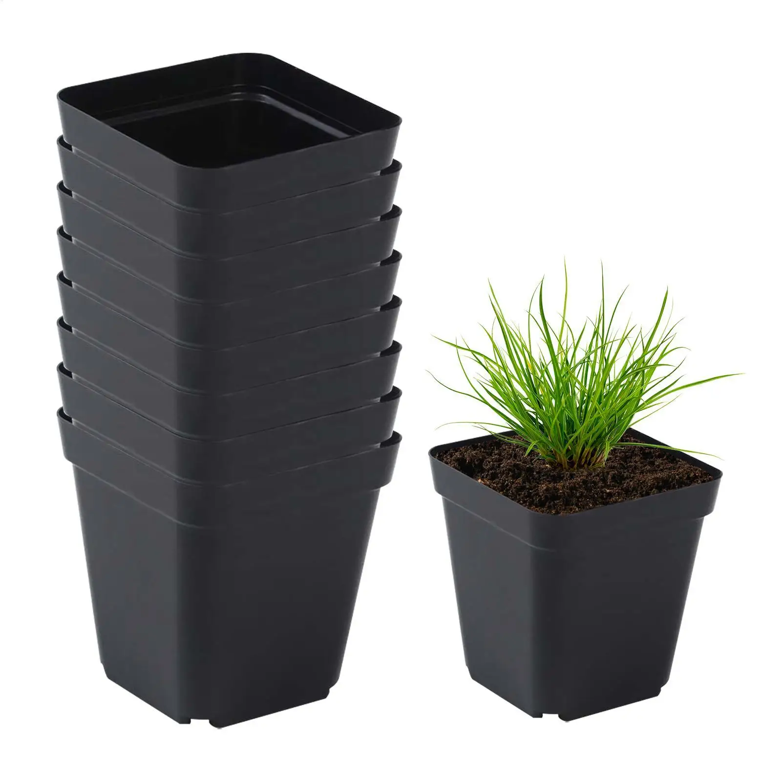 

Square Plant Seeding- Planting Cup Seedling Pots 50 Pcs Reusable Plastic Flower Plant Container Gardening Kit For Fruits Nursery