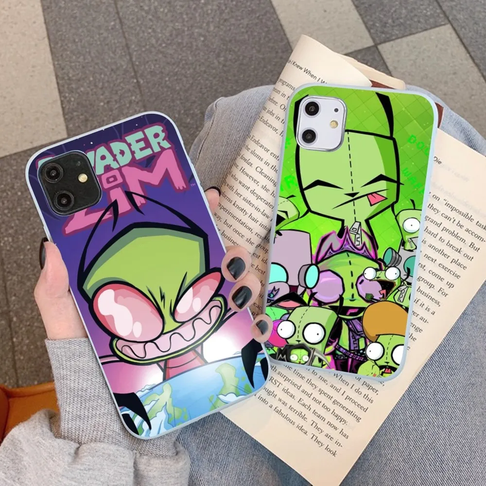 

I-Invader Z-Zim Phone Case For IPhone 14 11 12 13 Mini Pro Xs Max 8 7 6 6S Plus X XR Solid Candy Color Case