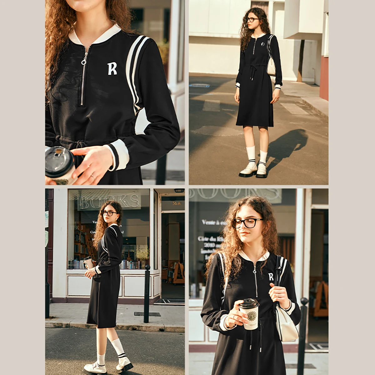 

OLrain Knit Women's Dresses 2025 New Autumn Drawstring Waist Long Sleeve Dress Embroidered Midi Dress Female Clothing O24CL88031