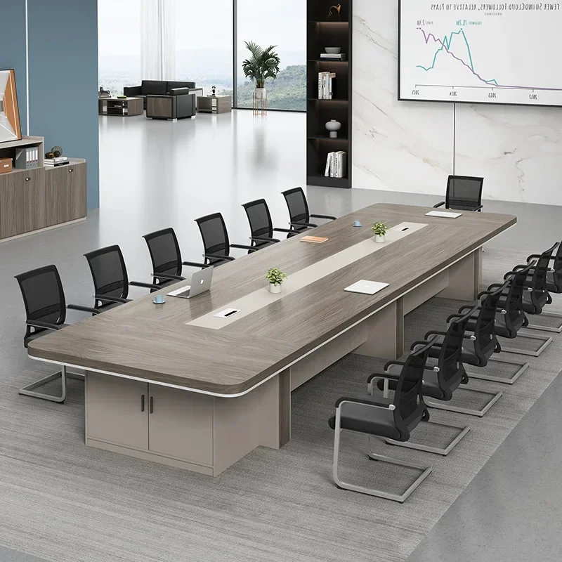 Office Conference Table Large Strip Reception Negotiation Table Meeting Room Table And Chair Combination With Cabinet