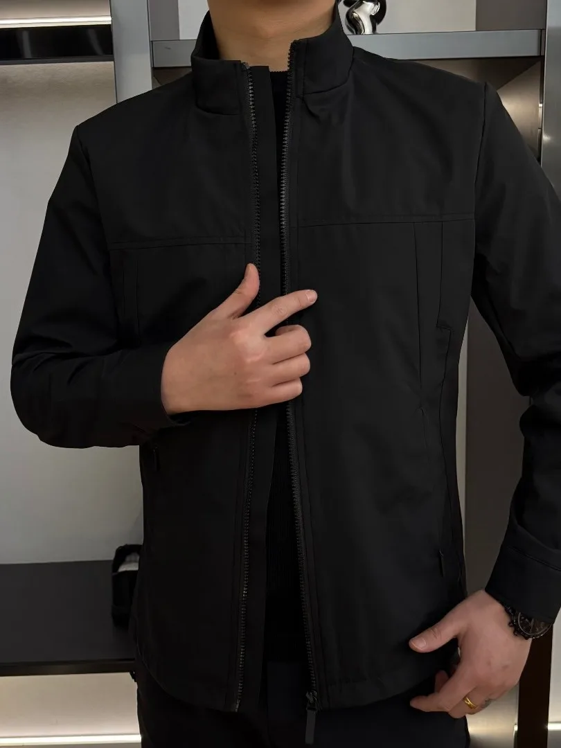 

New 2026 Spring Men's Busin Jaet Pure Color Versatile Haome Quali Outerwear Casual Sle Zipper Closure Long Sve