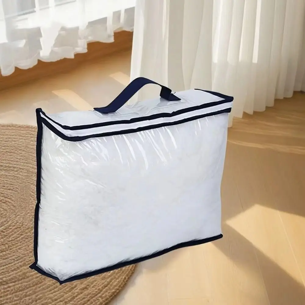 PVC Transparent Quilt Storage Bag Large Capacity With Handle Pillow Storage Bag Reusable Foldable Bed Sheet Organizer Bag
