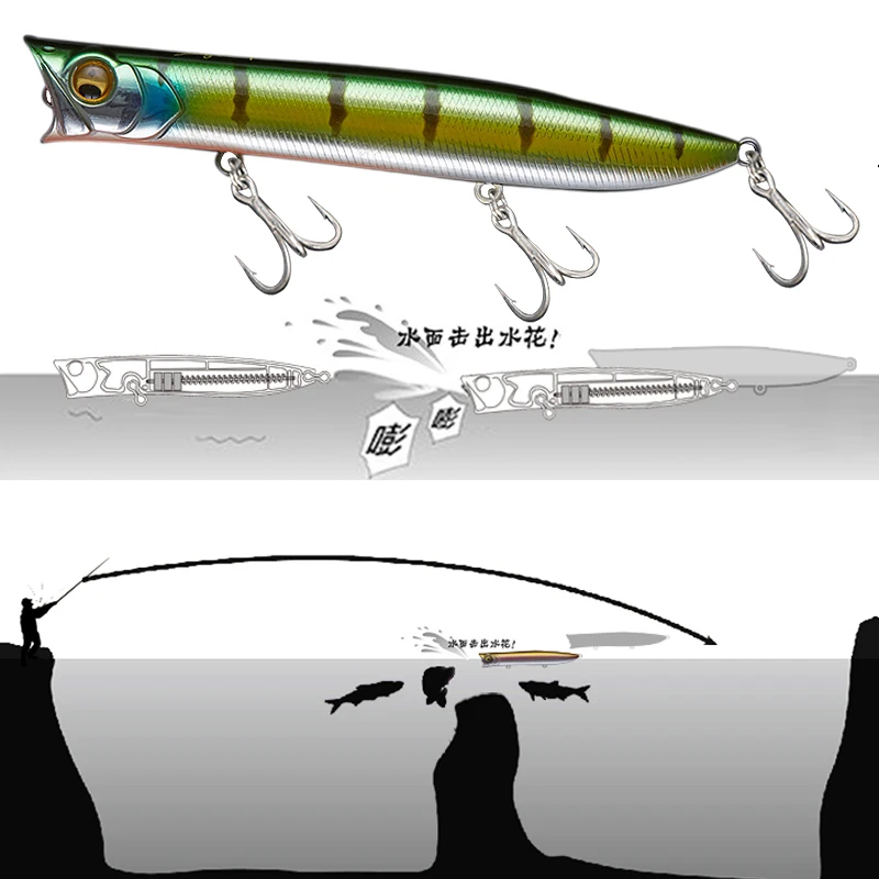 New EWE Guibo 70/85/105/115F Water Surface Floating Popper Fishing Lure 7g/9.5g/13.5g/18g Artificial Wobbler For Bass Fake Bait